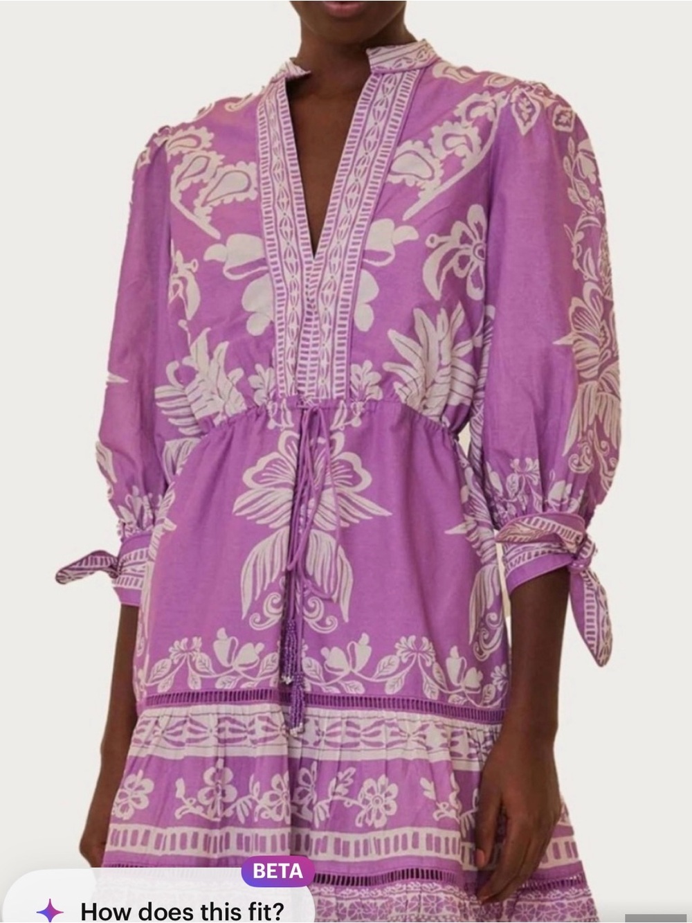 FARM Rio Purple and White Floral Tie-Front Mini Dress XS Like New